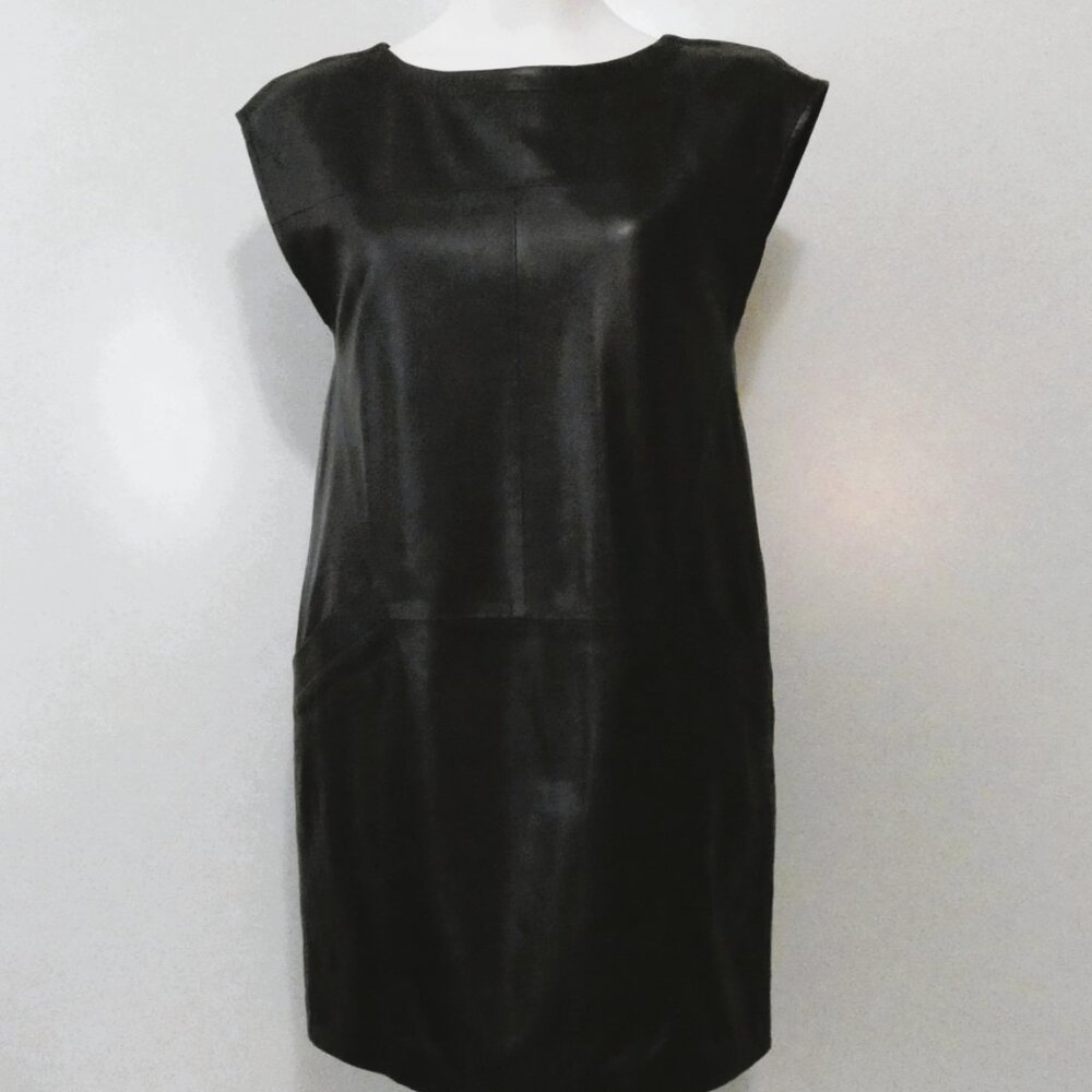 NWT Theory Black Buttery-Soft Leather Autumn L Sheath Dress Size US 6 MSRP $795